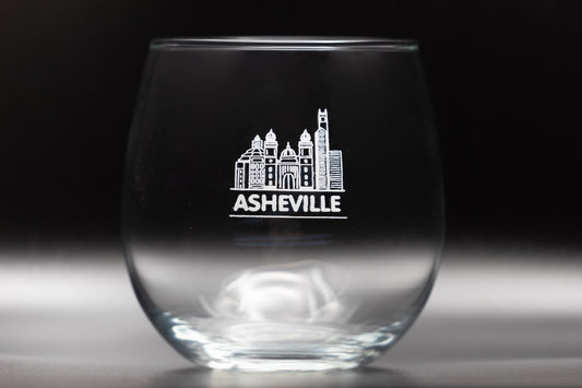 Asheville, NC Stemless Wine Glass