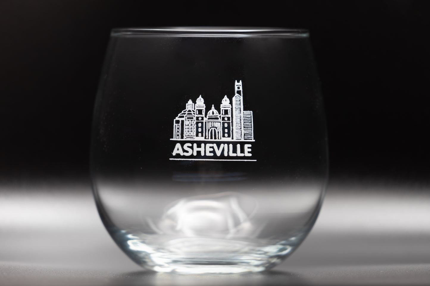 Asheville, NC Stemless Wine Glass
